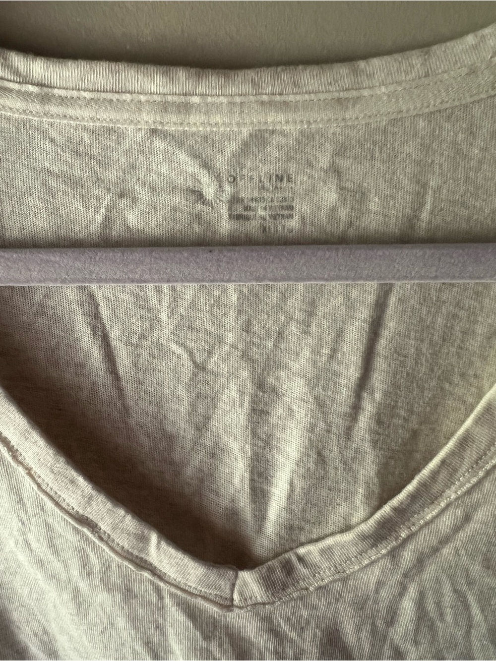 aerie Cream V-Neck Relaxed Short Sleeve Tee - Picture 2 of 4